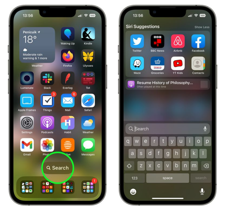 肥乡苹果手机维修分享升级到 iOS 16 后，如何删除主屏幕上的搜索按钮 